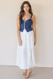 Blue Mirage Sweetheart Tie Top