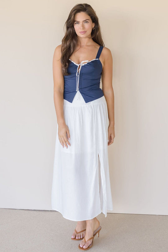 Blue Mirage Sweetheart Tie Top