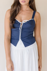 Blue Mirage Sweetheart Tie Top