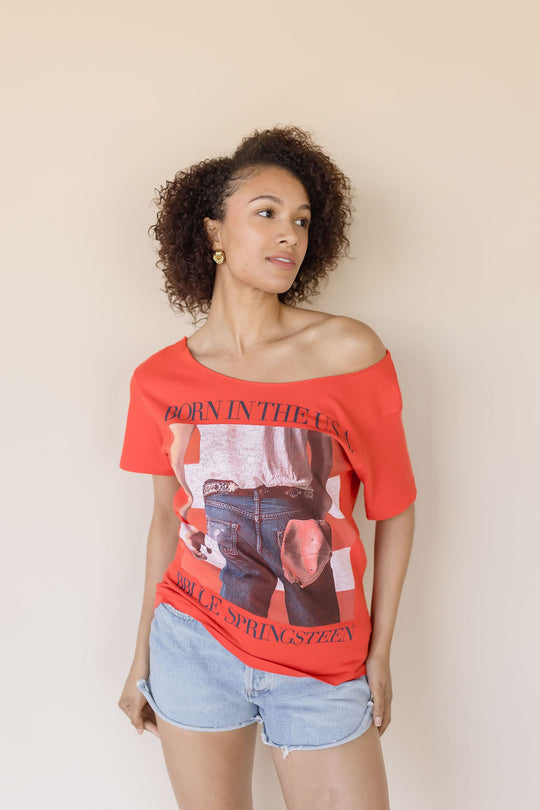 Bruce Springsteen Born In The USA Off The Shoulder Tee
