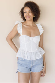 Baylin Eyelet Peplum Corset Top