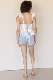 Baylin Eyelet Peplum Corset Top