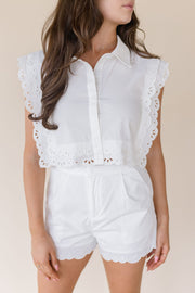 Reva Eyelet Sleeveless Crop