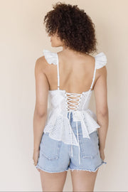 Baylin Eyelet Peplum Corset Top