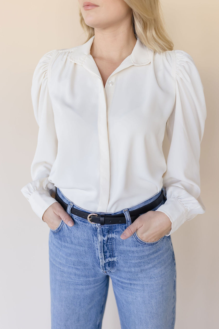 Cate Long Sleeve Ruched Blouse