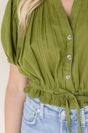 Little Cloud Button Up Crop Top